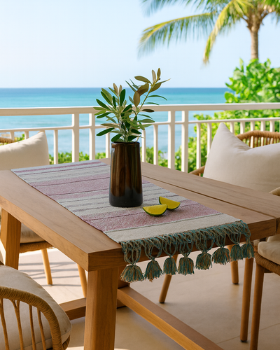 Cotton Table Runner – Plum & Indigo