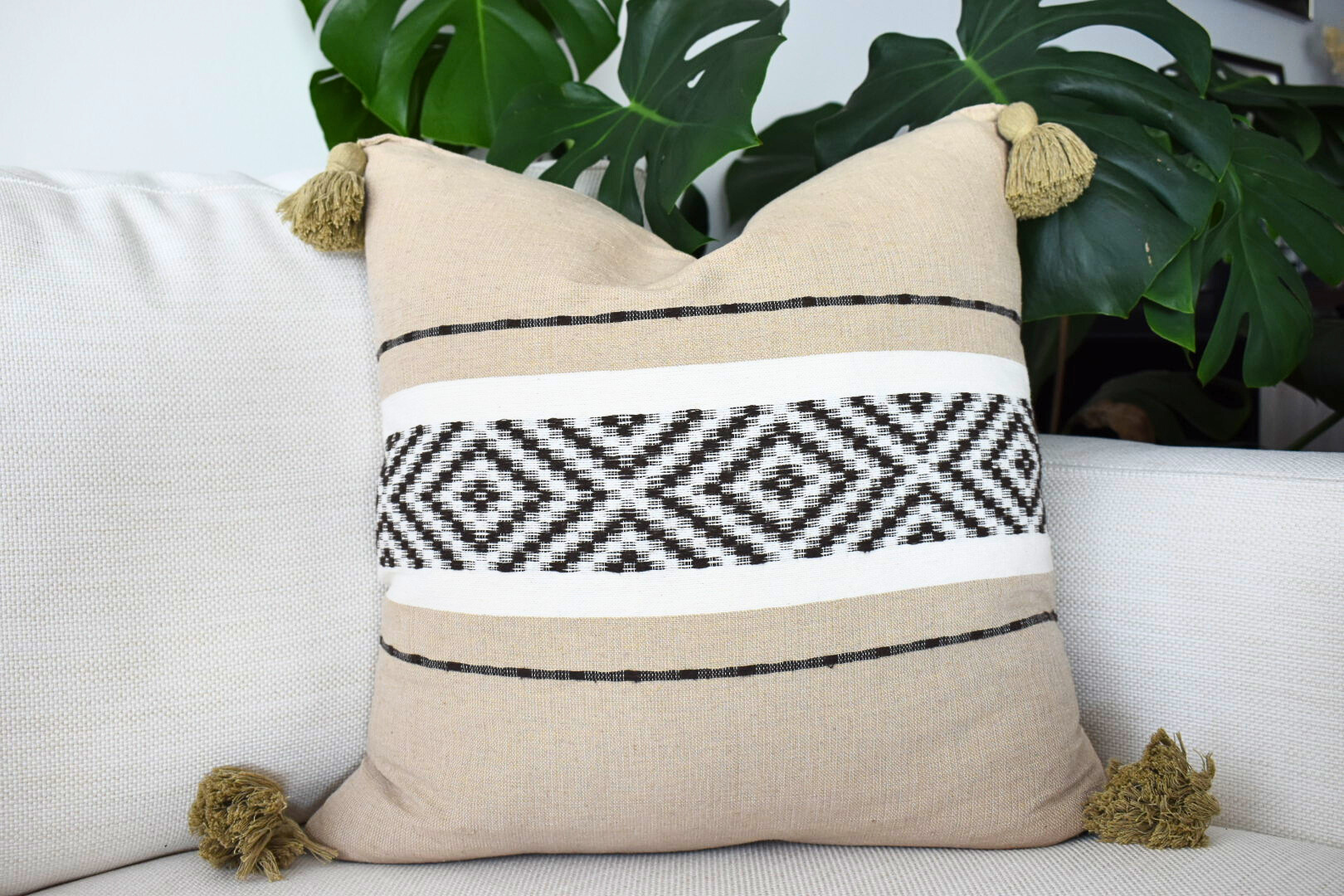 Oaxacan Cotton Pillow Cover – Beige